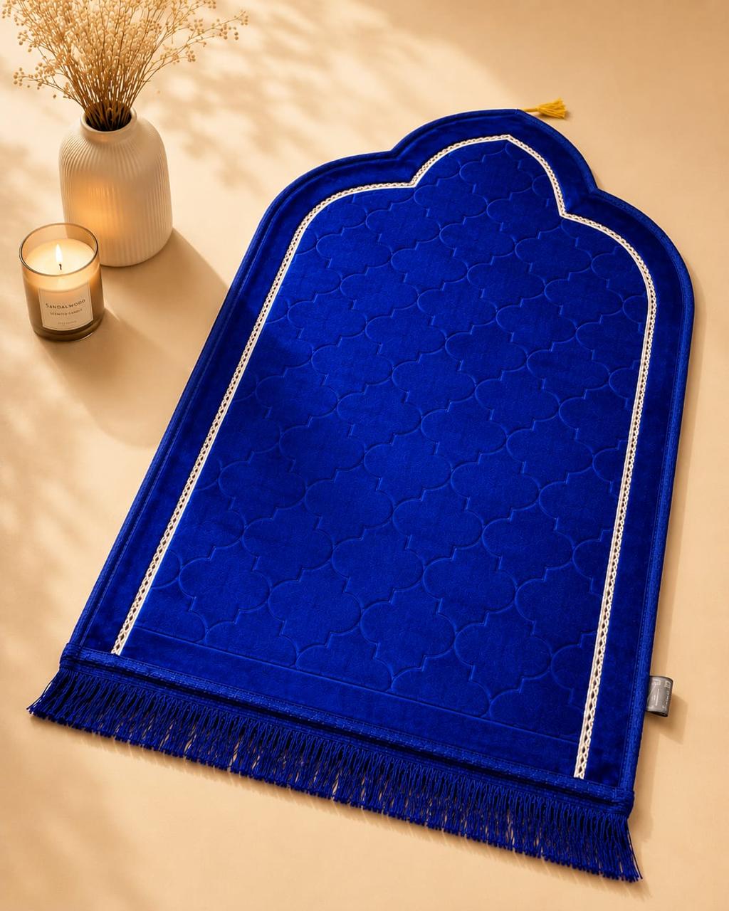 Thick Soft Velvet Islamic Prayer Rug | Moroccan Arch Design | Anti-Slip | 7 Colors