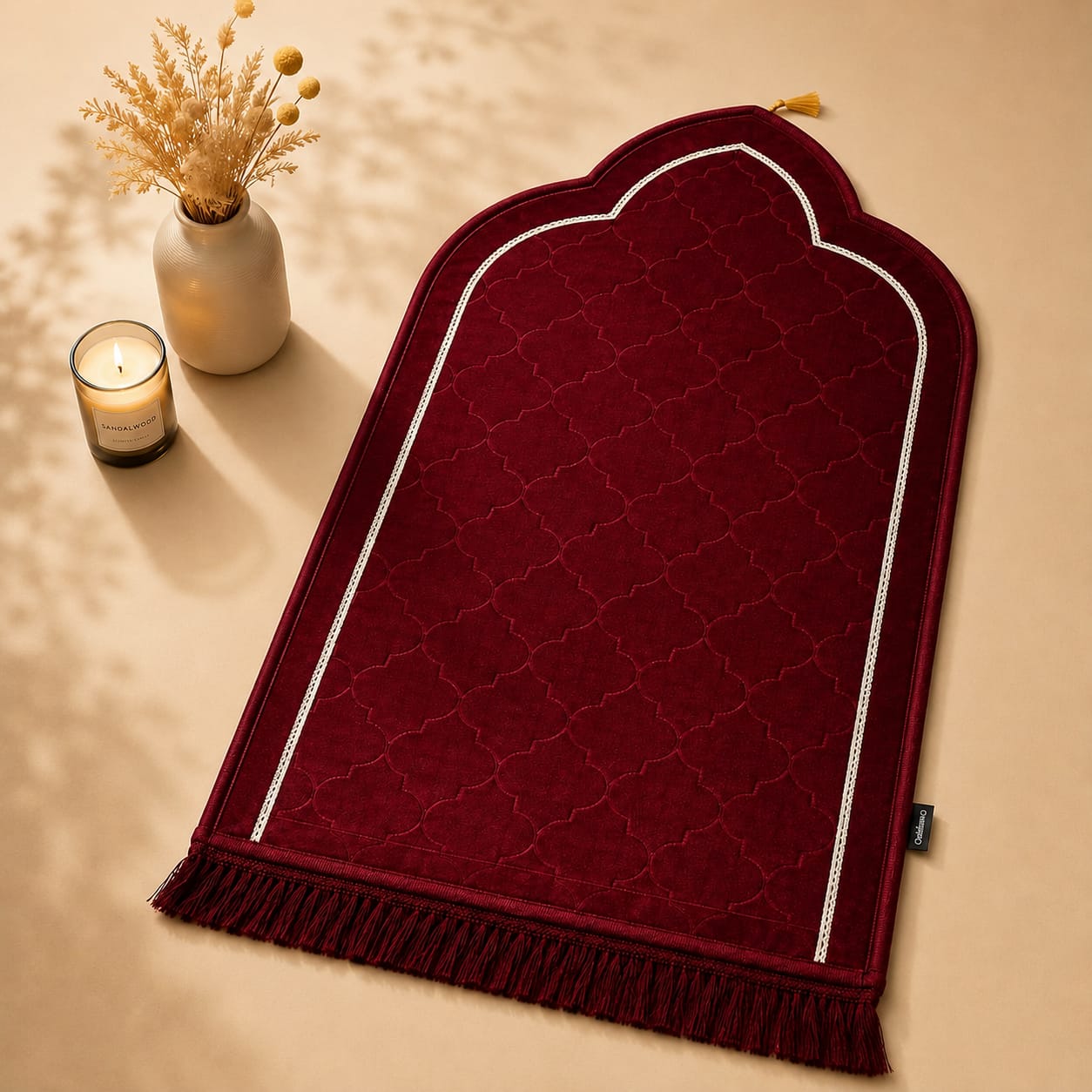 Thick Soft Velvet Islamic Prayer Rug | Moroccan Arch Design | Anti-Slip | 7 Colors