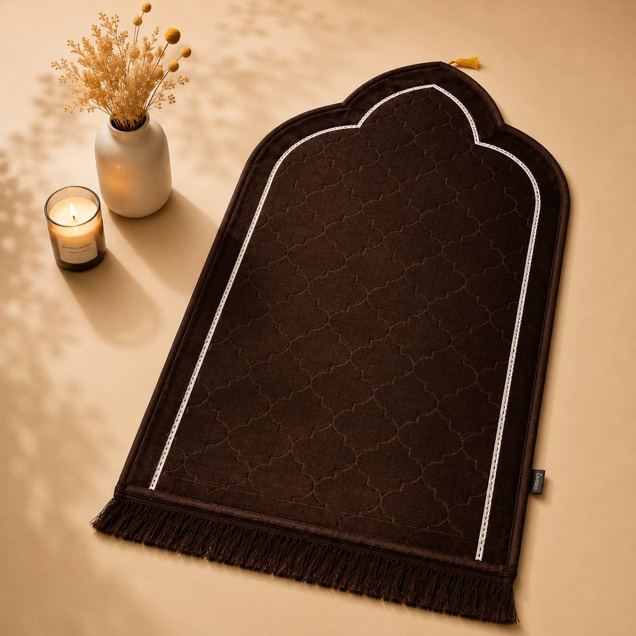 Thick Soft Velvet Islamic Prayer Rug | Moroccan Arch Design | Anti-Slip | 7 Colors